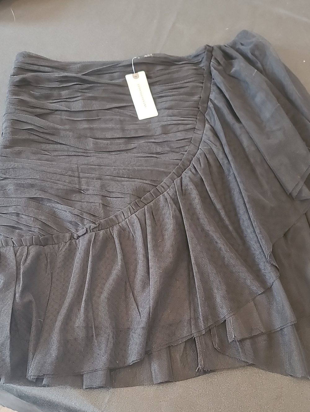 Anthropologie Black Sheer Layered Mini Skirt Size 12